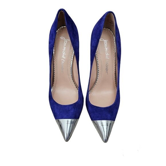 JEAN-MICHEL Eris CAZABAT Suede Metallic Pointed-Toe Pumps - Picture 7 of 12
